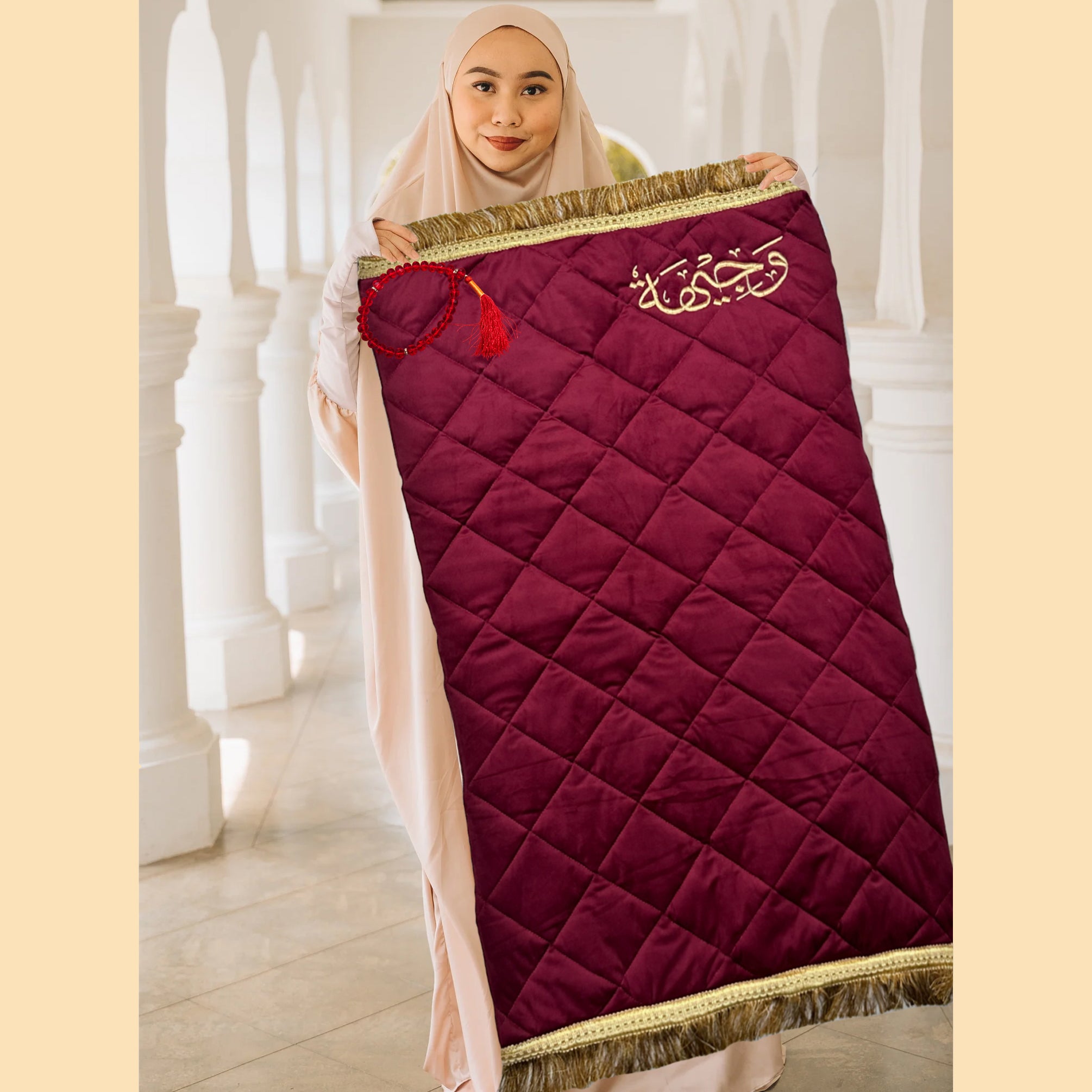 Adult Arabic Calligraphy Prayer Mat/Janamaz